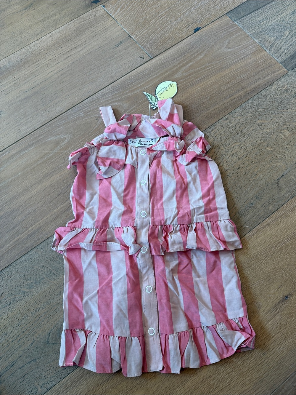 NWT For Love & Lemons Striped Pink & Cream Ruffle Sundress 6-9mths